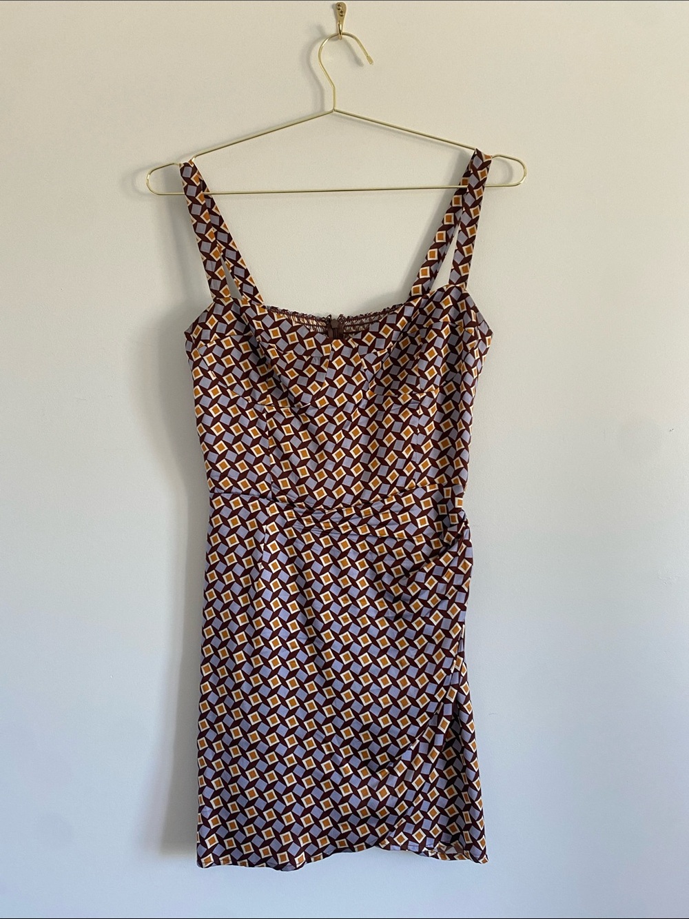 Reformation Fonda Silk Plaza Print Mini Dress | US 4 - Picture 2 of 10